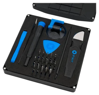 Produktbild von iFixit EU145348-5, Öffnungswerkzeug, Handy/Smartphone, Eröffnungswahl, Schraubendreher, Spudger, Pinzette, Polymer, Schwarz, Blau, Flach, Pentalobe, Phillips, Torx, Tri-point