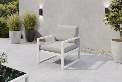 Produktbild von SOLAR Moderner Garten-Loungesessel mit Metallgestell – Wetterfeste Polster – Verschiedene Farben W/PB07