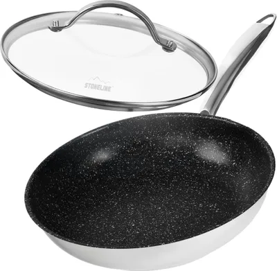 Produktbild von STONELINE® PROFESSIONAL Edelstahl Pfanne 24 cm | mit Deckel