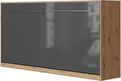 Produktbild von SMARTBett Schrankbett Standard  Wildeiche/Anthrazit Hochglanz 90 Horizontal