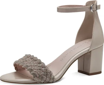 Produktbild von MARCO TOZZI Damen Sandalette geschlossene Ferse Glitzer Fesselriemen 2-28399-42, Größe:40 EU, Farbe:Beige