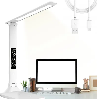 Produktbild von LED Schreibtischlampe mit Display, Bürolampe, Uhr, Temperatur, Schule