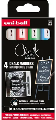 Productafbeelding van uni-ball PWE5M/4PFASS15: uni-ball krijtmarker, krijtstift PWE5M/4, set van 4 stuks