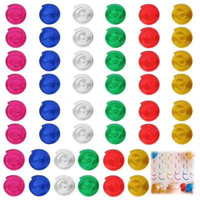 Produktbild von 48 Stück Partydekorationen in Spiralform für Geburtstage, Hochzeiten und Karneval