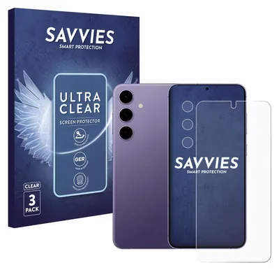 A product shot featuring a smartphone, its screen protector, and packaging.