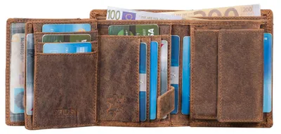 Produktbild von Benthill Herren Geldbörse aus Echt-Leder - Geldbeutel mit RFID-Schutz - Großes Portemonnaie für Herren - Vintage Leder