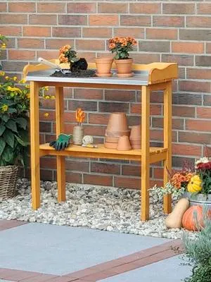 Produktbild von Pflanztisch promadino verzinkte Arbeitsfläche 84 x 38 x 90 cm braun