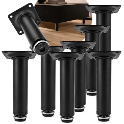 Produktbild von HOOZ® Möbelfüße Edelstahl Schwarz Matt 200 mm 8er Set [HÖHENVERSTELLBAR] Möbelbeine Ø 30 mm – Schrankfüße für Kommode TV-Board & Regal – 35 kg pro Fuß