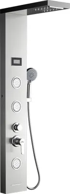 Produktbild von Panel prysznicowy deszczownica, stal nierdzewna armatura prysznicowa LED 3 x dysze masujące system prysznicowy kolumna prysznicowa bateria prysznicowa wodospad z wyświetlaczem temperatury system prysznicowy szczotkowana stal nierdzewna