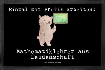 Produktbild von Mr. & Mrs. Panda fußmatte Mathematiklehrer Leidenschaft 50 x 75 cm - Schwarz - Geschenk, Spruch, Referendariat, Fußabstreifer, Witzig, Schmutzmatte, Mathelehrer, Lustig