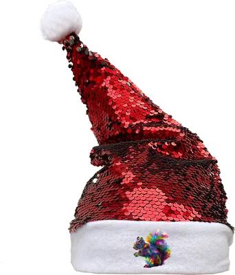 Produktbild von Huuraa Weihnachtsmütze Eichhörnchen Colorful Geschenk Pailletten Rot/Weiß Filz Eichhörnchen Geschenkidee