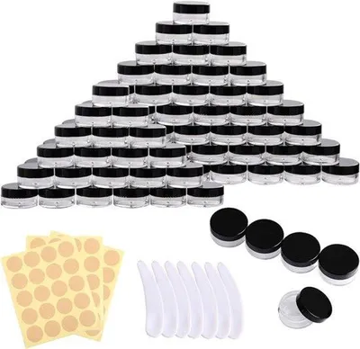 Obrázok produktu pre Priehľadné nádobky na kozmetiku – 5 ml – priehľadné – sada 71 kusov.