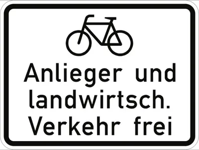 Produktbild von Verkehrsschild VZ2212, Fahrräder Anlieger und landwirtsch. Verkehr frei, Alu,...
