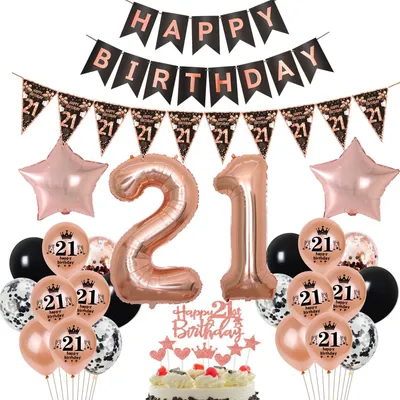 Image de Lot de ballons pour un 21e anniversaire, avec décorations