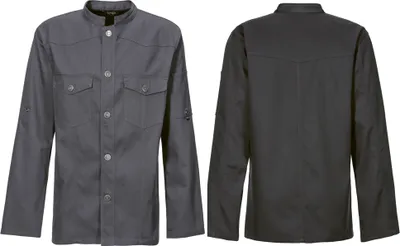Produktbild von Kochjacke Westernstyle, langarm, Druckknöpfe, Fb. graphit, Gr. 2XL : graphit : 2XL : 65% Polyester 35%Baumwolle 220 g/m²