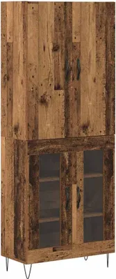 Productafbeelding van Hoge kast 2 pcs Oudhout Geëngineerd hout en glas