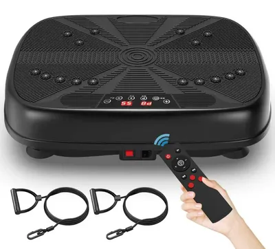 Produktbild von Zimilo Vibrationsplatte Fitnessgerät mit Widerstandsbändern, Ganzkörper Trainingsplattform 1-99 Stufen, Heimtrainer mit App Steuerung & Anti Rutsch