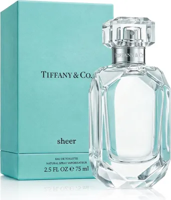 A product shot of a Tiffany & Co. perfume bottle and its box.
