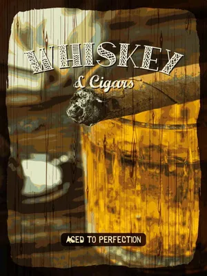 Produktbild von vianmo Holzschild 40x30 cm Whiskey & Cigars aced to perfection Essen Trinken