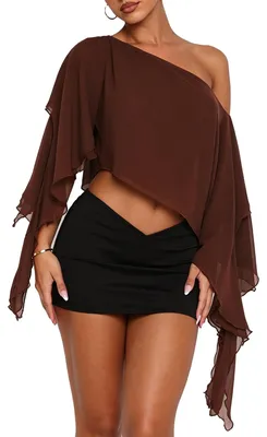 Imagen del producto de Omgoods - Poncho tipo blusa de malla transparente para mujer