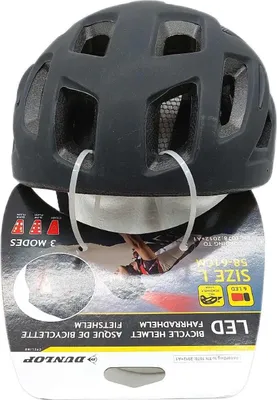 Image de Dunlop casque de vélo - casque de vélo de montagne - Taille L - réglable 58-61cm - éclairage LED - Noir