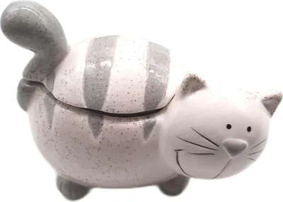 Produktbild von Dekohelden24 Keramik Dose Katze 12 x 11 x 13 cm grau schön