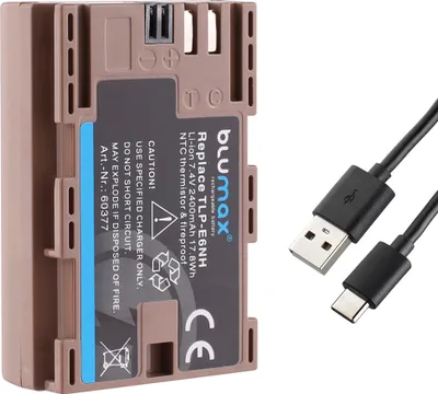 Produktbild von Blumax Akku  für Canon LP-E6NH EOS R5 R6  R7 7D Mark III / IV mit USB-C 2400 mAh