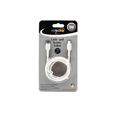 Image de Câble de charge USB C vers 8 broches 1 m blanc