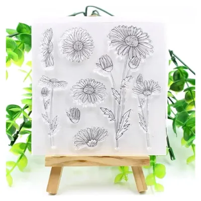 Produktbild von Transparenter Briefstempel für die Kartenherstellung, 10 x 10 cm, Blumenmotiv, Silikonstempel für Scrapbooking und Dekoration
