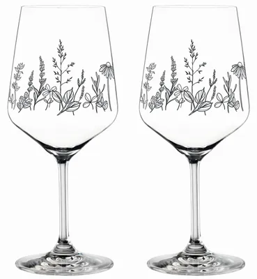 Produktbild von NACHTMANN 105723 TATTOO BOTANICAL BLACK Spritz/Wein Glas 2er Set