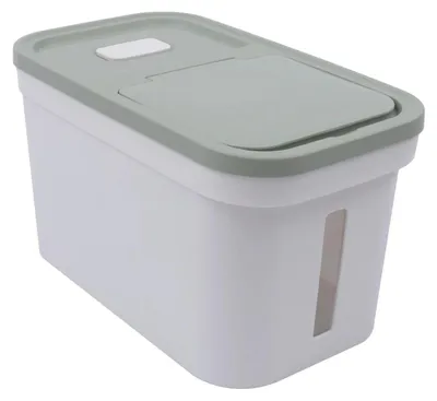 Immagine prodotto di Contenitore per la conservazione del riso - Dosatore per cereali - A tenuta ermetica, capacità 10 kg, PP per uso alimentare, con misurino, coperchio ribaltabile, 38×22×23 cm - Verde