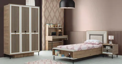 Immagine prodotto di Set di mobili per bambini cameretta per bambini lettino in legno marrone set 4 pezzi