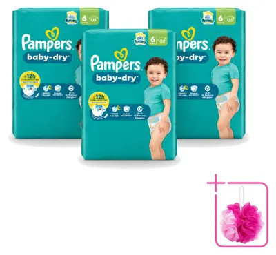 Immagine prodotto di 3 pannolini Pampers Baby-Dry, taglia 6, confezione risparmio - 3 pezzi