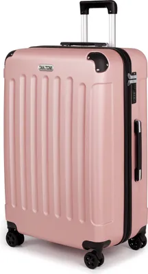 Produktbild von Mofut Koffer, Reisekoffer Hartschale Hardcase Doppeltragegriff mit Zahlenschloss, mit 360° Leichtlauf-Rollen (XL Rosa Gold)