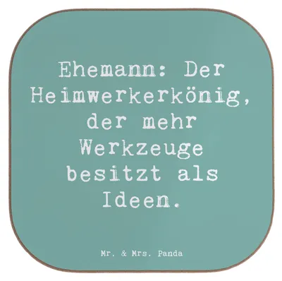 Produktbild von Mr. & Mrs. Panda Untersetzer Tasse Spruch Ehemann Heimwerker - Meeresbrise - Geschenk, besondere Anlässe, Werkzeuge, Coaster, Familie, Werkzeug, Handarbeit, Tee, Humor
