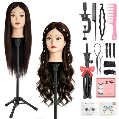 Productafbeelding van Kappershoofd 58 cm - 80% echt haar - Donkerbruin