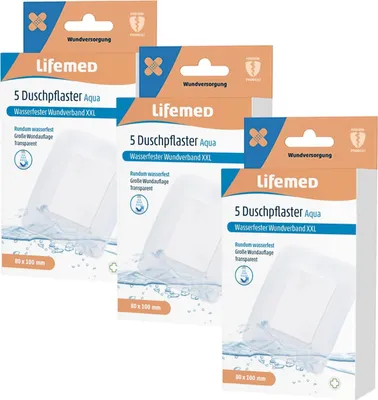Produktbild von 3x Lifemed Duschpflaster XXL 10cm x 8cm Aqua - 3x 5 Stück