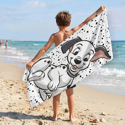 Produktbild von DISNEY 101 Dalmatiner Weißes, schnell trocknendes Strand- und Badetuch, 100% Baumwolle, 70x140 cm,