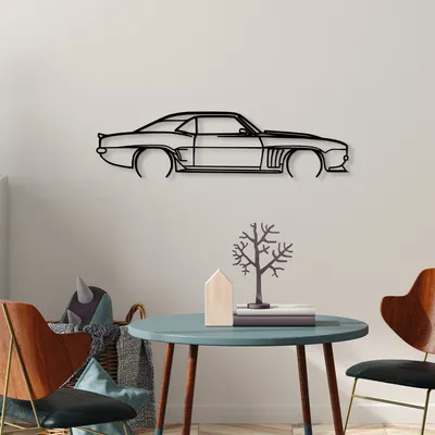 Produktbild von Wallity, Chevrolet Camaro Silhouette, Wanddeko, Schwarz, Metall, 70 x 18 cm