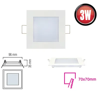 Produktbild von 3w eckig LED Panel Einbauleuchte Spot Deckenleuchte flach slim Panel Quadrat 8.5x8.5 cm warmweiß