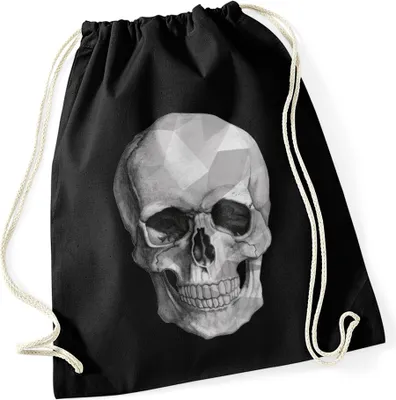 Produktbild von Turnbeutel Totenkopf Camouflage Camo Skull Tarnmuster Schädel Hipster Beutel schwarz-polygon-camo
