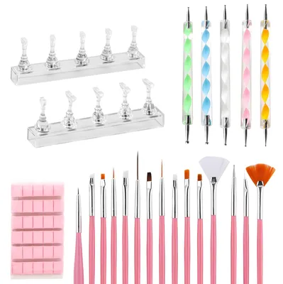 Productafbeelding van Set van 22 nagelspijkers met 30 herbruikbare bevestigingslijm, nageldesignset voor kunstnagelontwerpen
