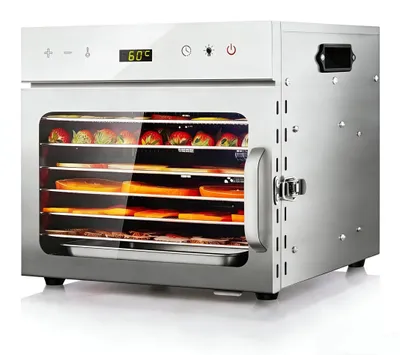 Dörrautomat Edelstahl, 6 Tabletts, 30–90 °C, 400 W