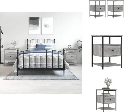 Immagine prodotto di vidaXL Comodini 2 pz. Grigio Sonoma 40x42x56 cm Materiale a base di legno - Comodini