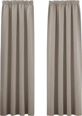 Productafbeelding van Unyqoos® Verduisterende gordijnen met ruches, set van 2, zandkleurig, lichtdicht, elk 245 × 140 cm (hoogte × breedte), zware, zachte stof van 230 g/m²