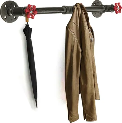 Zdjęcie produktu dla Wieszak na ręczniki w stylu vintage Industrialny haczyk na fajkę wodną Steampunk Metalowy wieszak na ręczniki do łazienki i kuchni (czarny)