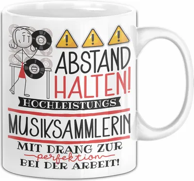 Produktbild von Musiksammlerin Tasse Geschenk Lustig Abstand Halten Hochleistungs-Musiksammlerin Mit Drang Zur Perfektion Bei Der Arbeit (Weiß)