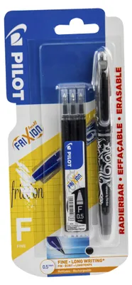 Immagine prodotto di Penna a sfera Frixion Pilot 0,5 nera + 3 ricariche in confezione blister