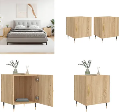 Produktbild von vidaXL Nachttische 2 Stk. Sonoma Eiche 40x40x50 cm Holzwerkstoff - Nachttisch - Nachttische - Schrank - Nachtschrank