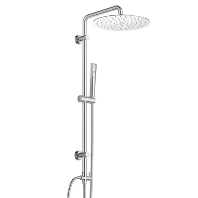 Produktbild von JOHO Regendusche Duschset ohne Armatur, Chrom Edelstahl Duschsystem mit Duschkopf, Duschstange, Duschschlauch, Rund Kopfbrause D25cm